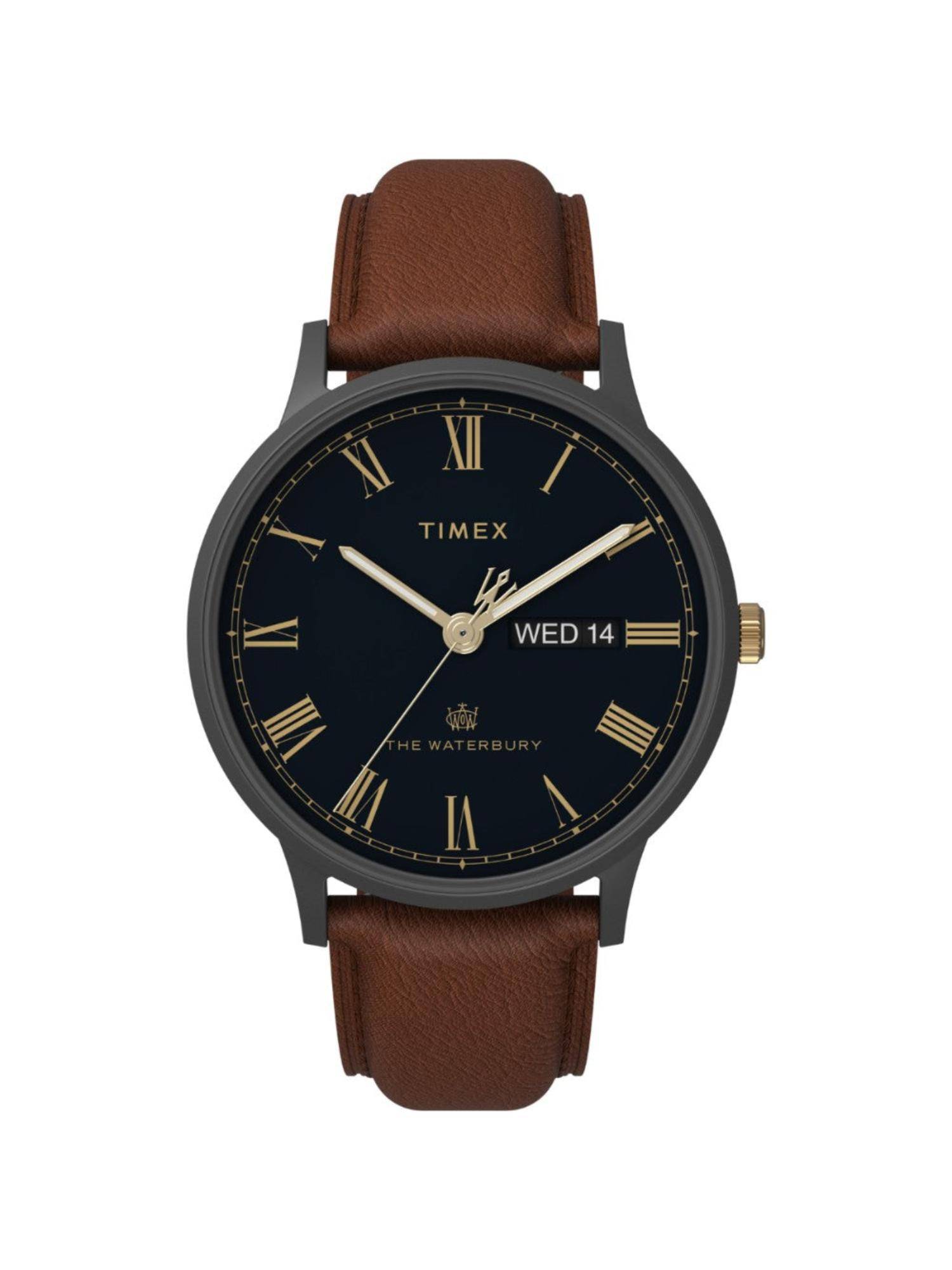 Timex Waterbury Leather Blue Dial Analog Watches for Men-Tweg26504 (Medium)