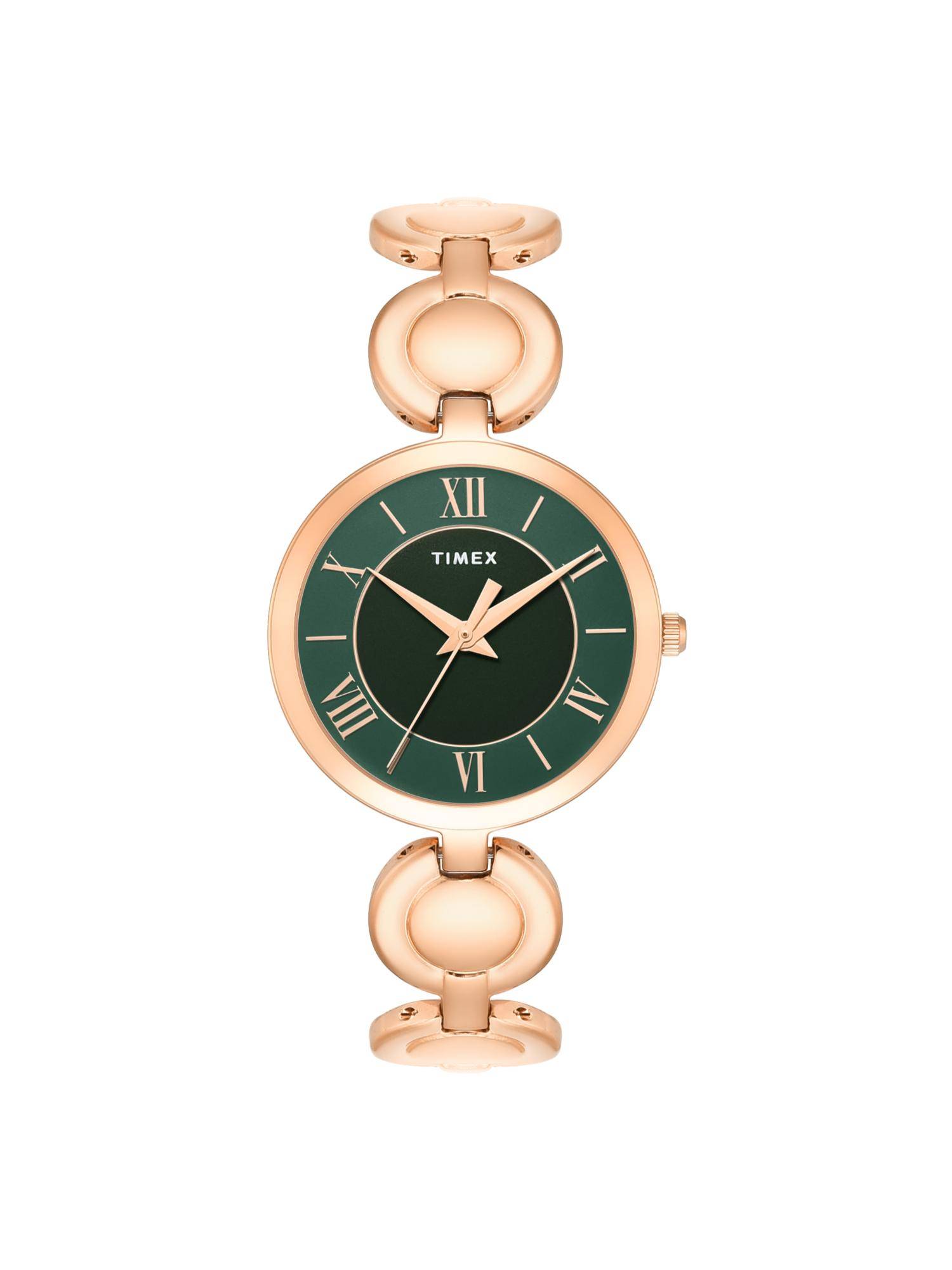 Timex Trendline Brass Green Dial Analog Watches for Women-Twtl16400T (Medium)