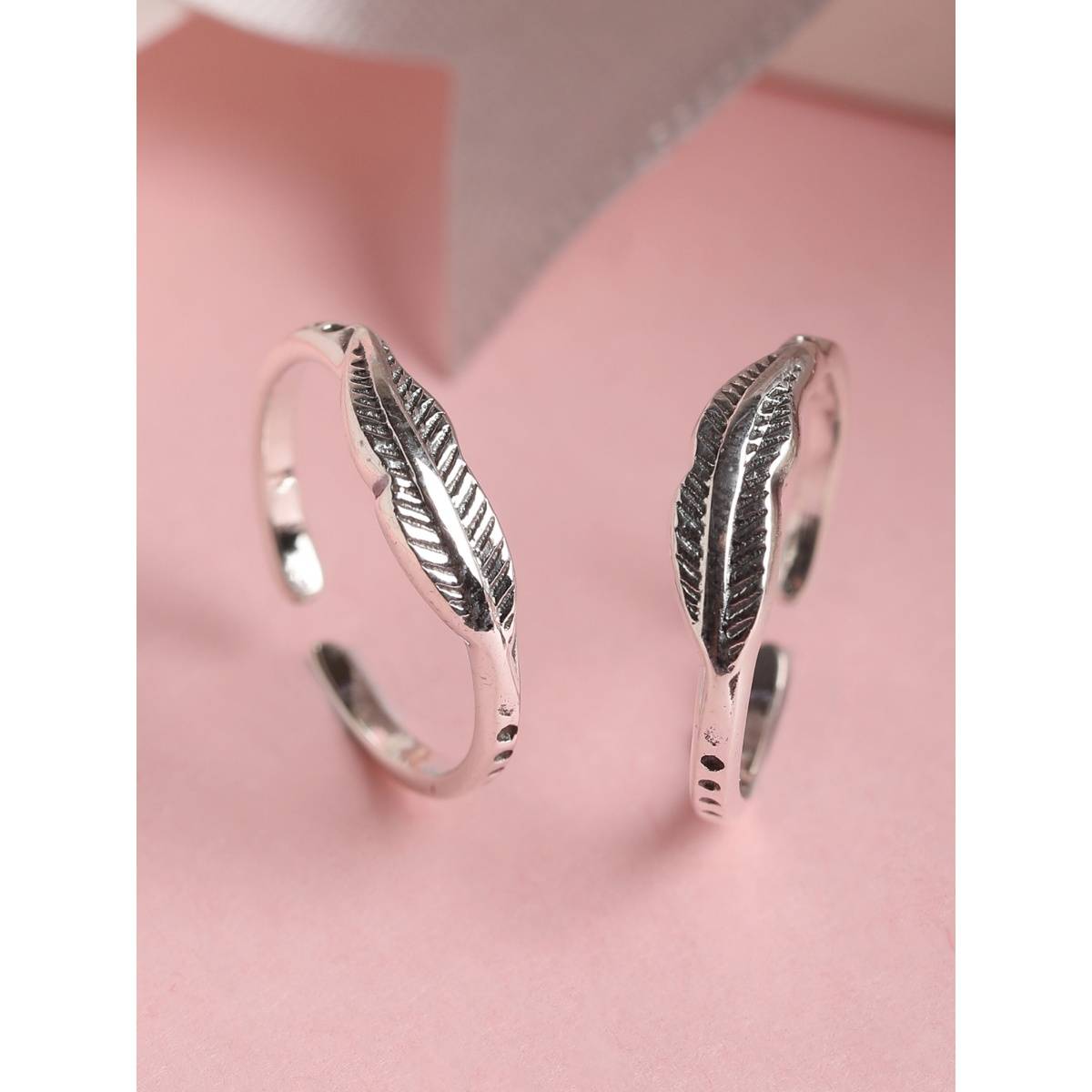 CLARA 925 Silver Size Adjustable Leaf Toe Rings Pair Gift For Women And Girls