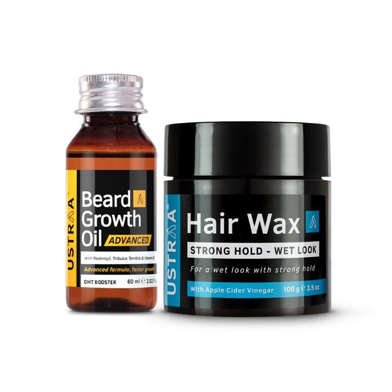 Ustraa Beard Growth Oil - Advanced & Hair Wax - Wet Look
