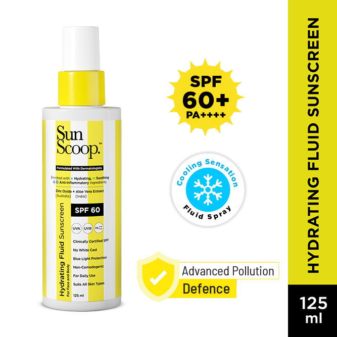 Sunscoop Hydrating Fluid Sunscreen for Face and Body SPF 60 PA++++ In-Vitro Tested Cooling Sensation