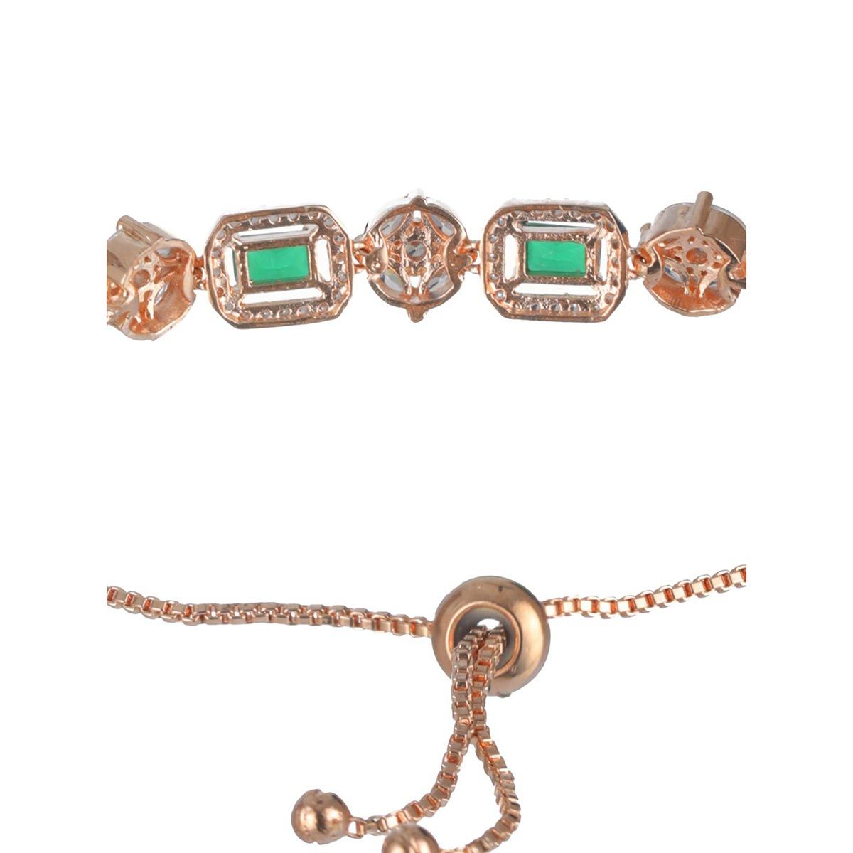 Buy Priyaasi Green Floral Ad Rose GoldPlated Link Bracelet Online