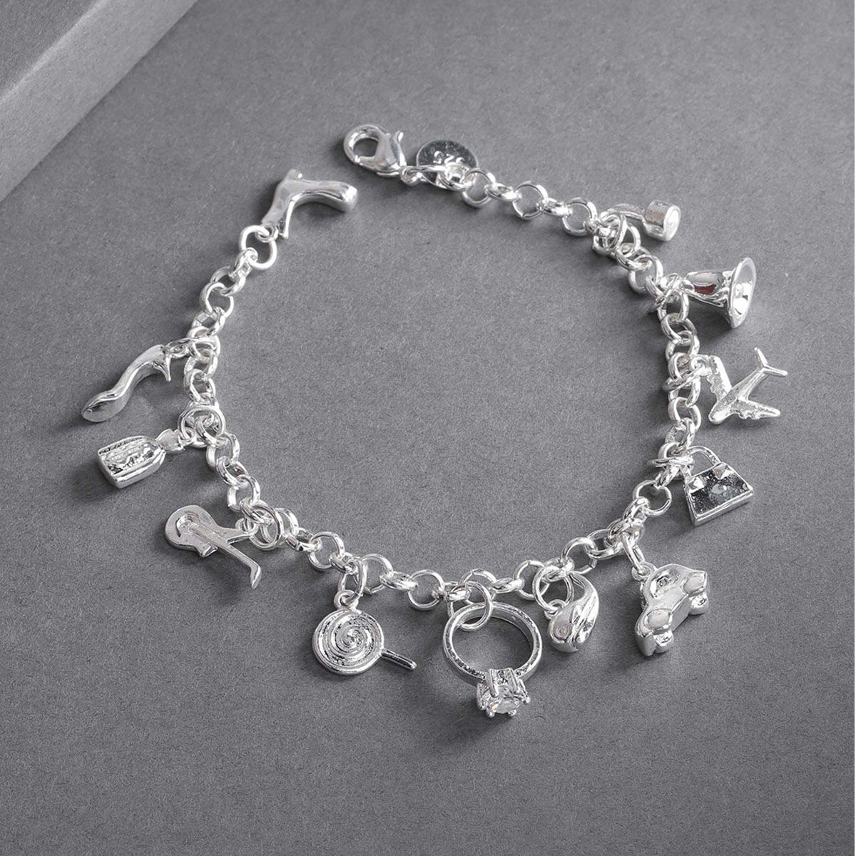 Buy 20cm Silver Plated Charm Bracelet Large Heart Lobster Link Online in  India  Etsy