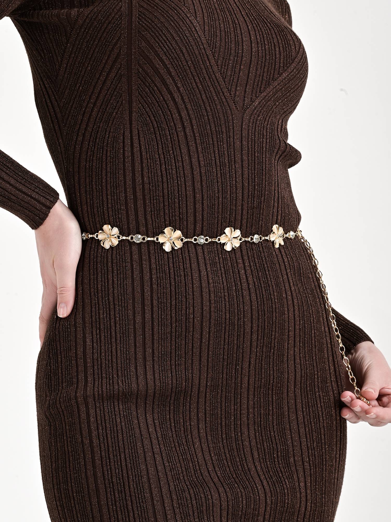 Kazo Floral Rhinestone Chain Belt