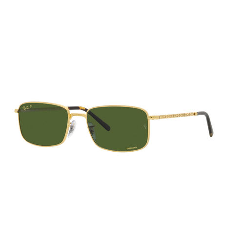 Ray-Ban Legend Gold Sunglasses 0Rb3717 Rectangle Gold Frame Green  Lens (57)