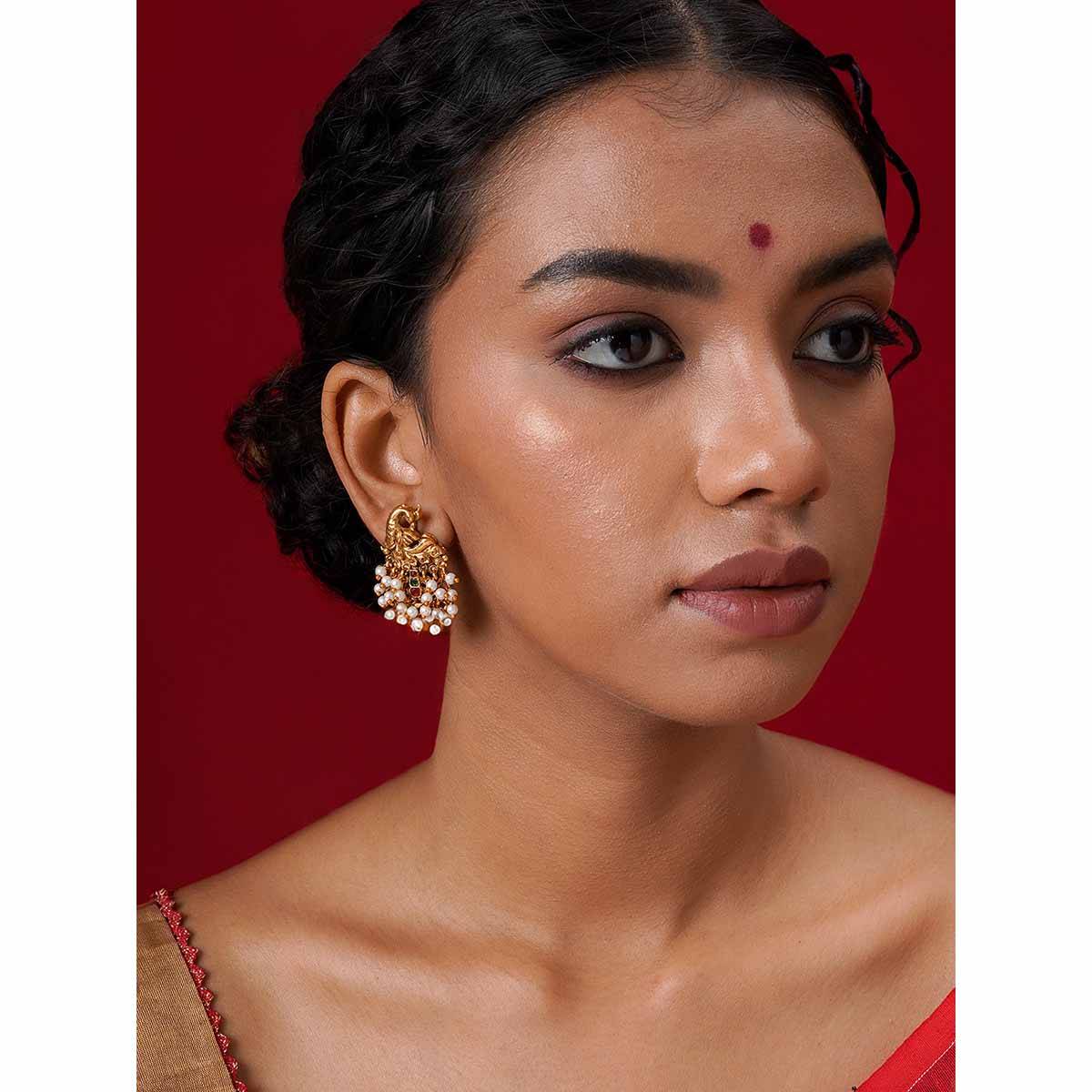 Teejh Rehana Gold White Earrings