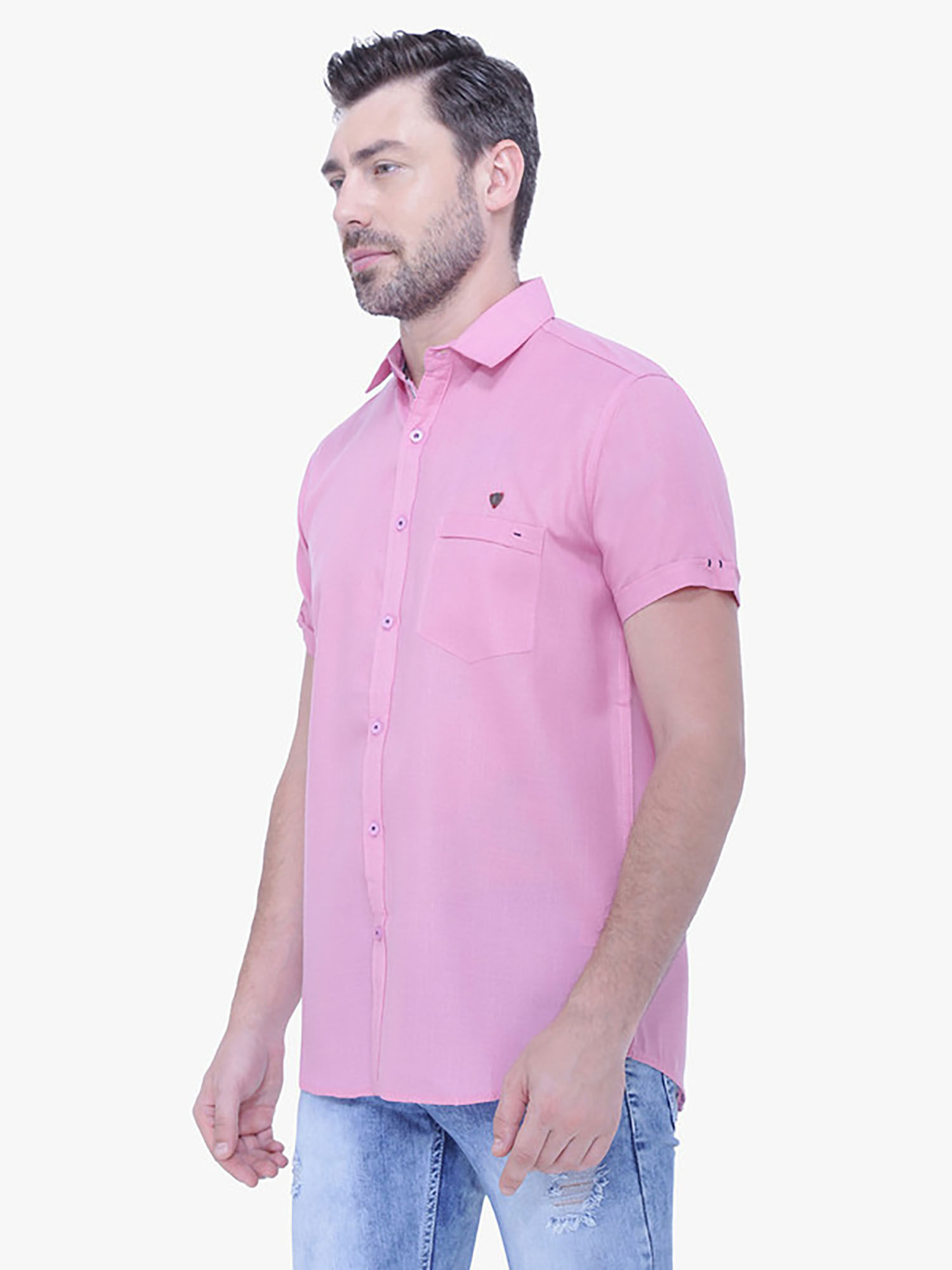 Buy KUONS AVENUE Mens Linen Blend Half Sleeve Casual Shirt Pink Online