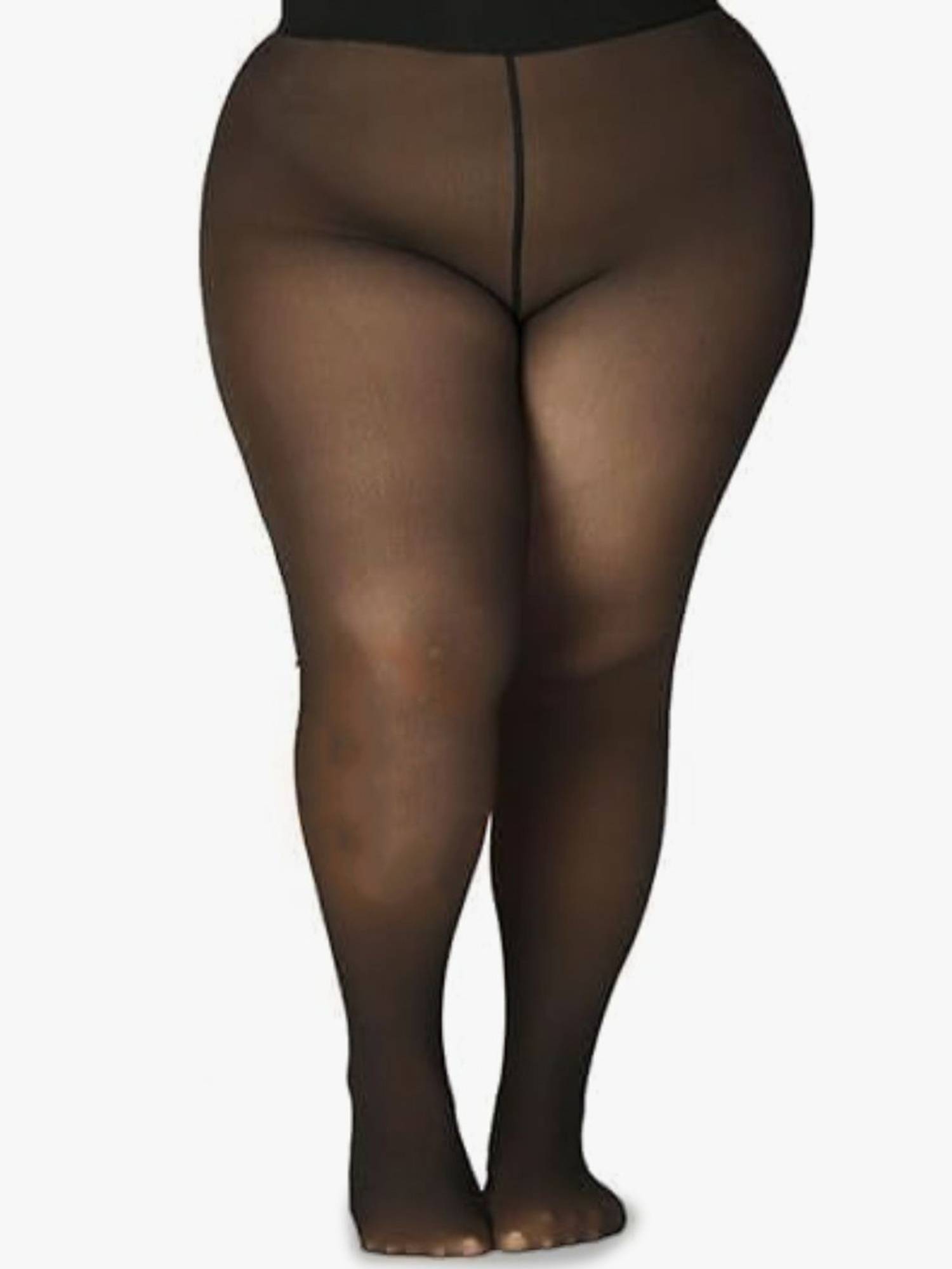 Secrets By ZeroKaata Women Plus Size Dual-Toned High Waist Fleece Winter Fur Stockings Black