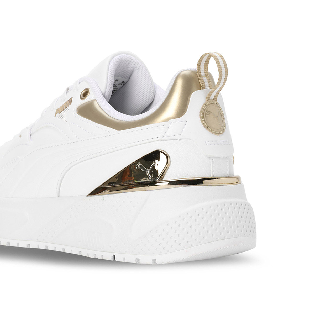 puma gold and white sneakers