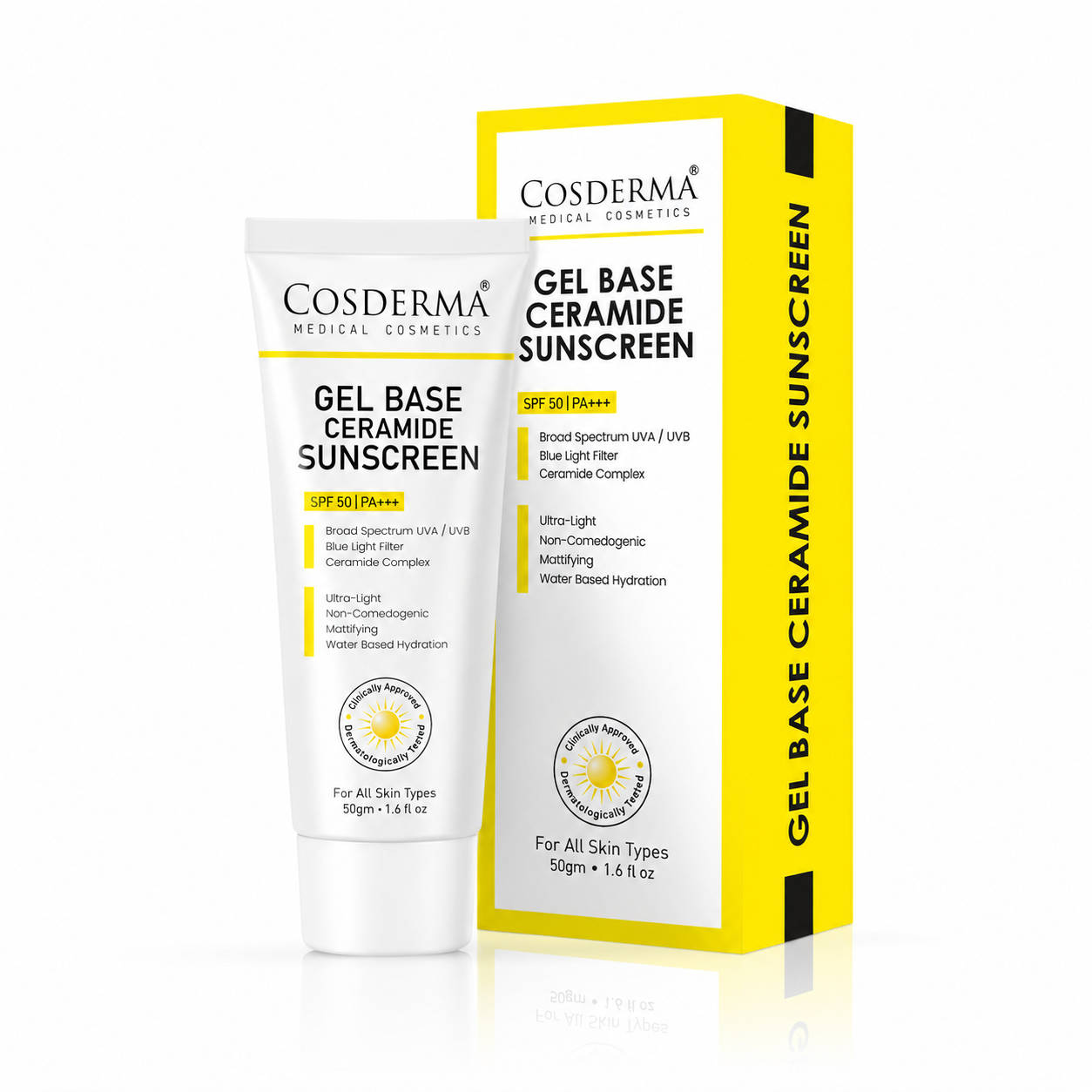 COSDERMA Gel Base Sunscreen SPF 50 PA+++ Oil-Free Ceramide