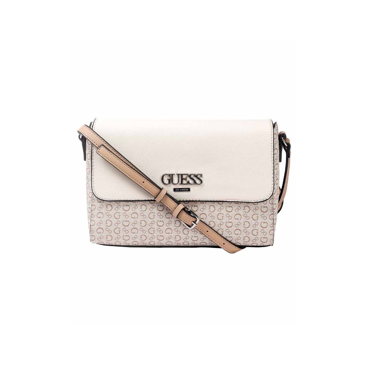 Buy Guess White Solid Muze Crossbody Online