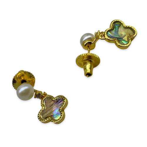 Buy Digital Dress Room Pearl Small Four Leaf Clover Drop Earrings