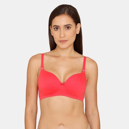 Buy Zivame Beautiful Basics Padded Non-wired 3-4th Coverage Maternity - Nursing  Bra - Teaberry Red Online