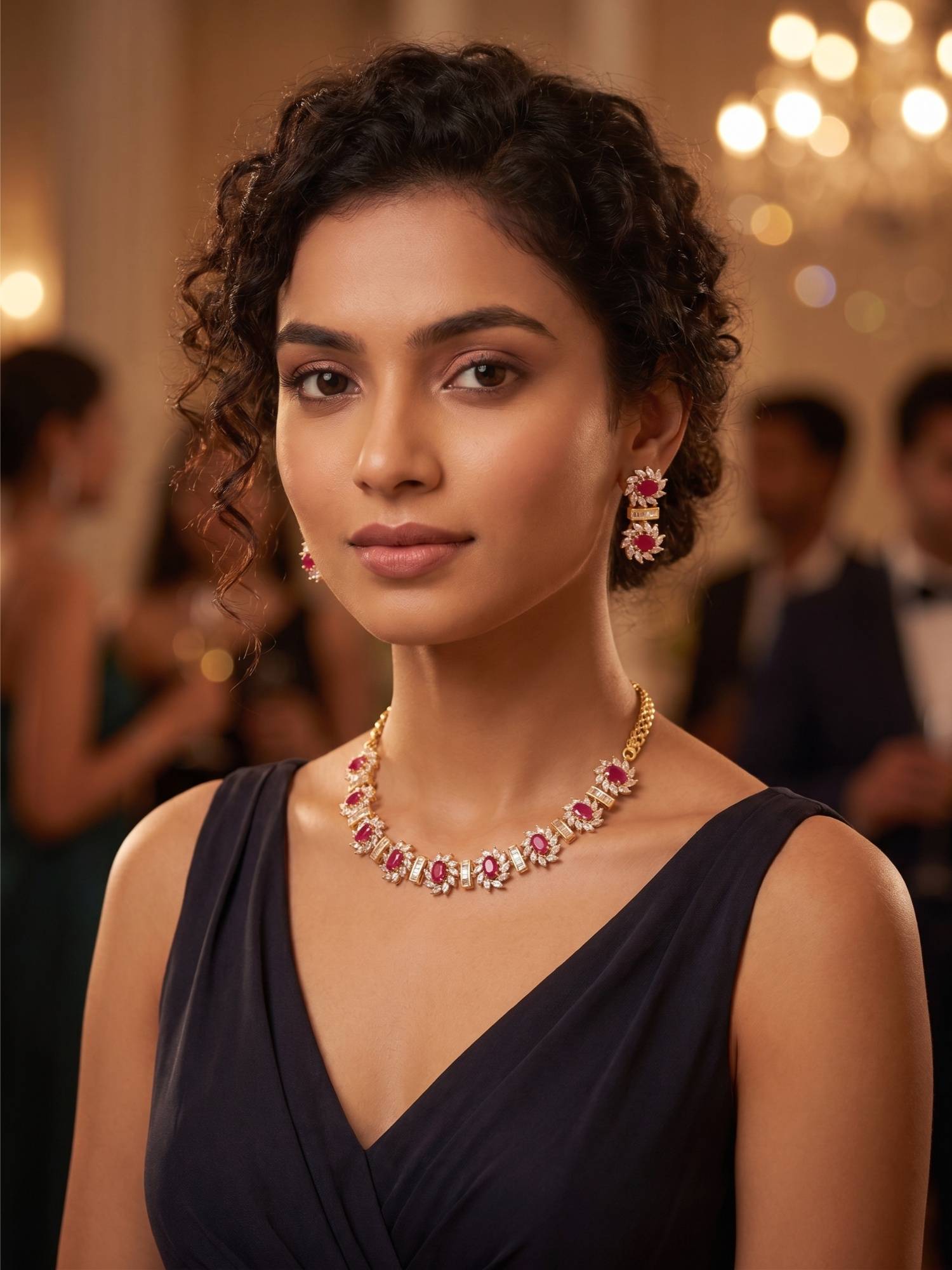 Nuyug Ruby Sunburst Gala Jewellery Set