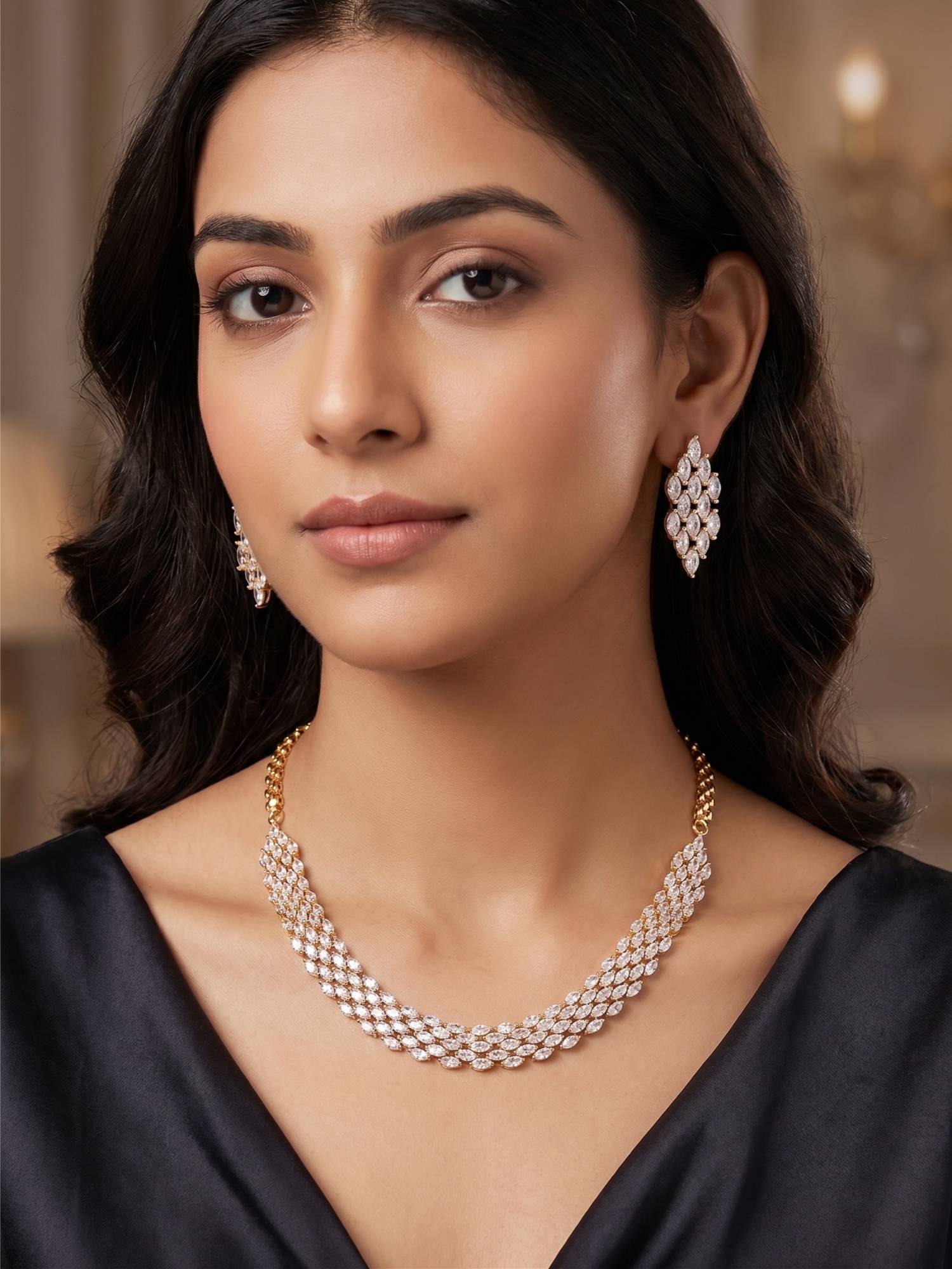 Nuyug Lucia American Diamond Marquise Jewellery Set
