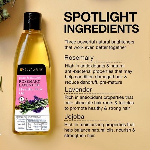 Soulflower Rosemary Lavender Healthy Hair Oil For Hair Growth, Hair Fall  Control, Frizzy Hair: Buy Soulflower Rosemary Lavender Healthy Hair Oil For  Hair Growth, Hair Fall Control, Frizzy Hair Online at Best