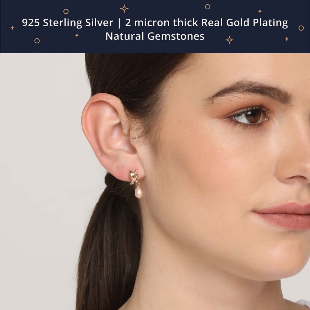 Buy Chumbak Morning Sunrise Teardrop Earrings Pink Pearl Online