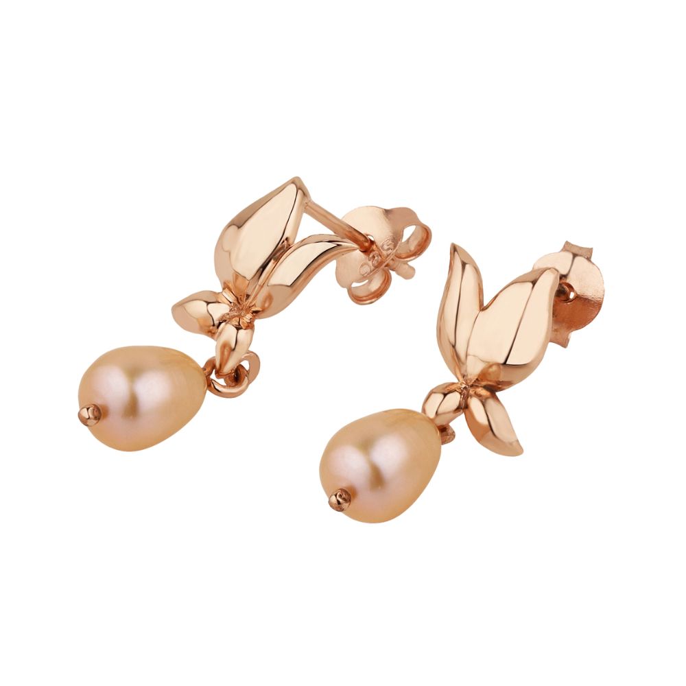 Buy Chumbak Morning Sunrise Teardrop Earrings Pink Pearl Online