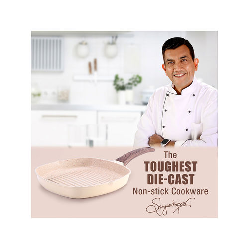 Wonderchef Duralife Die Cast Non Stick Grill Pan Ivory 24 cm