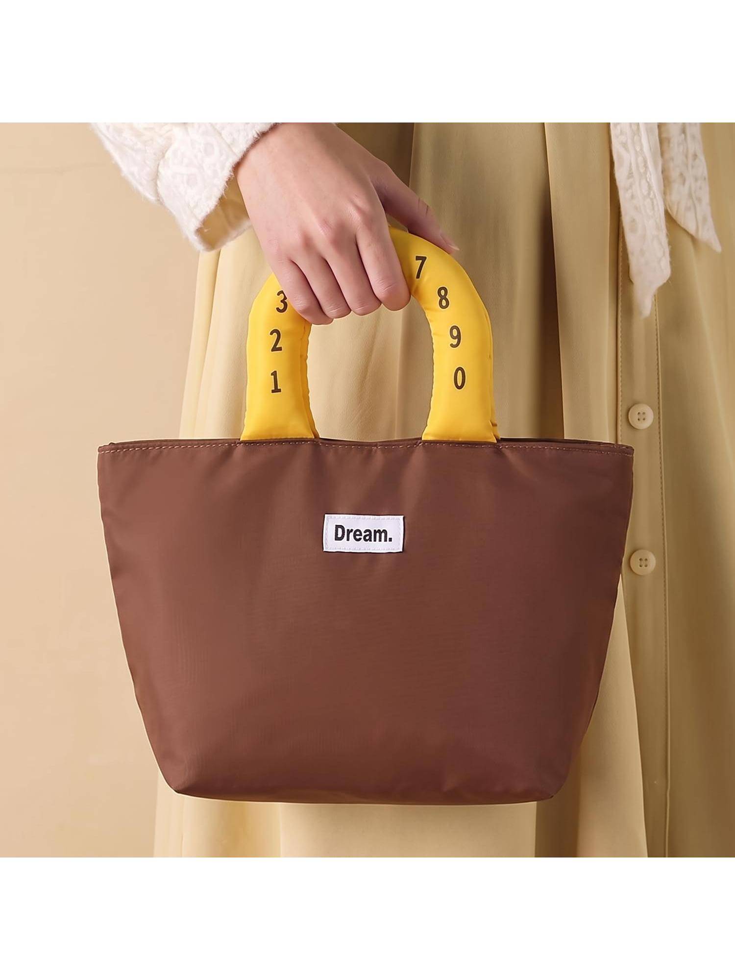 House of Quirk Brown Insulated Waterproof Cotton Padded Lunch Bag