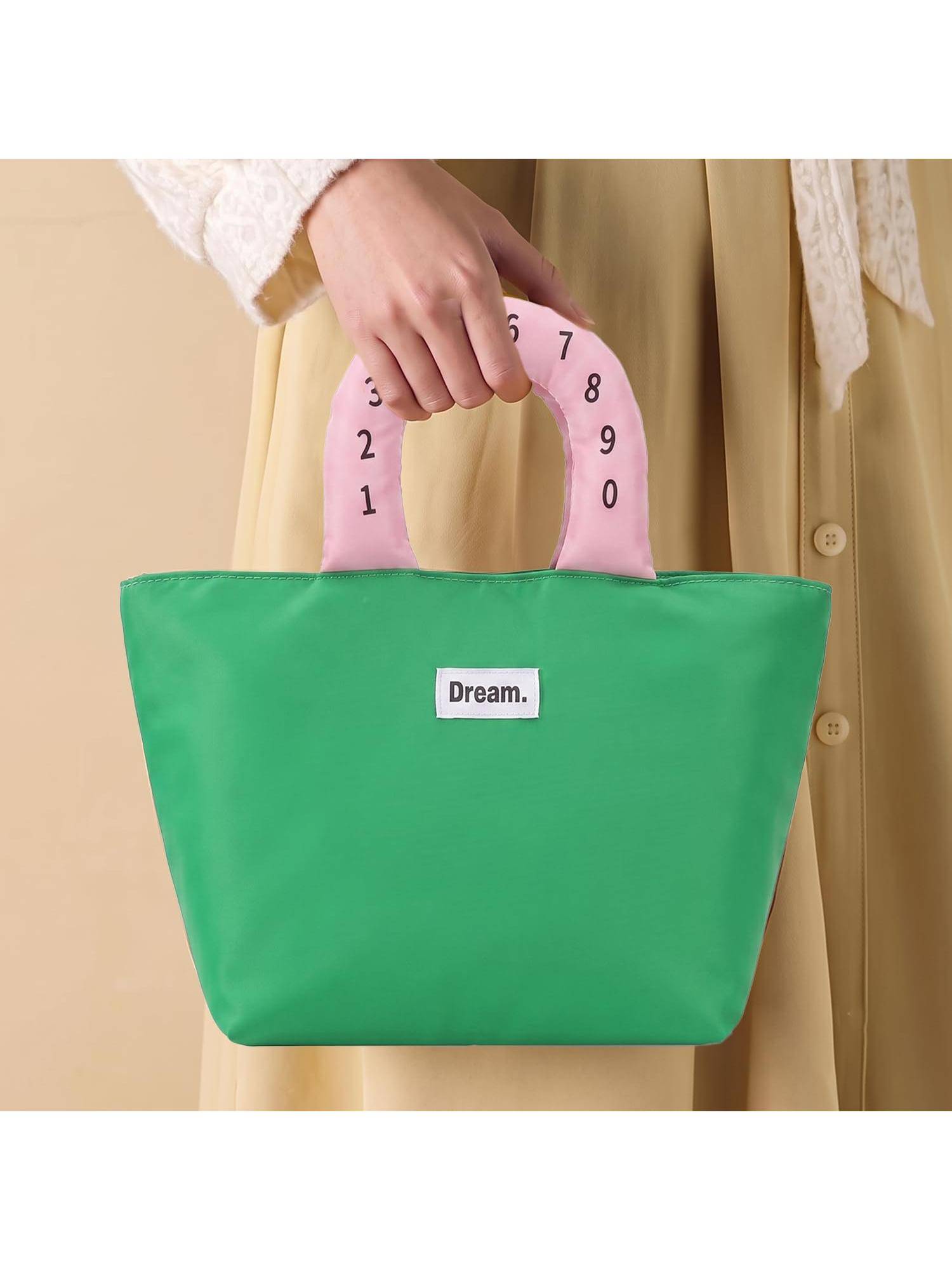 House of Quirk Green Insulated Waterproof Cotton Padded Lunch Bag