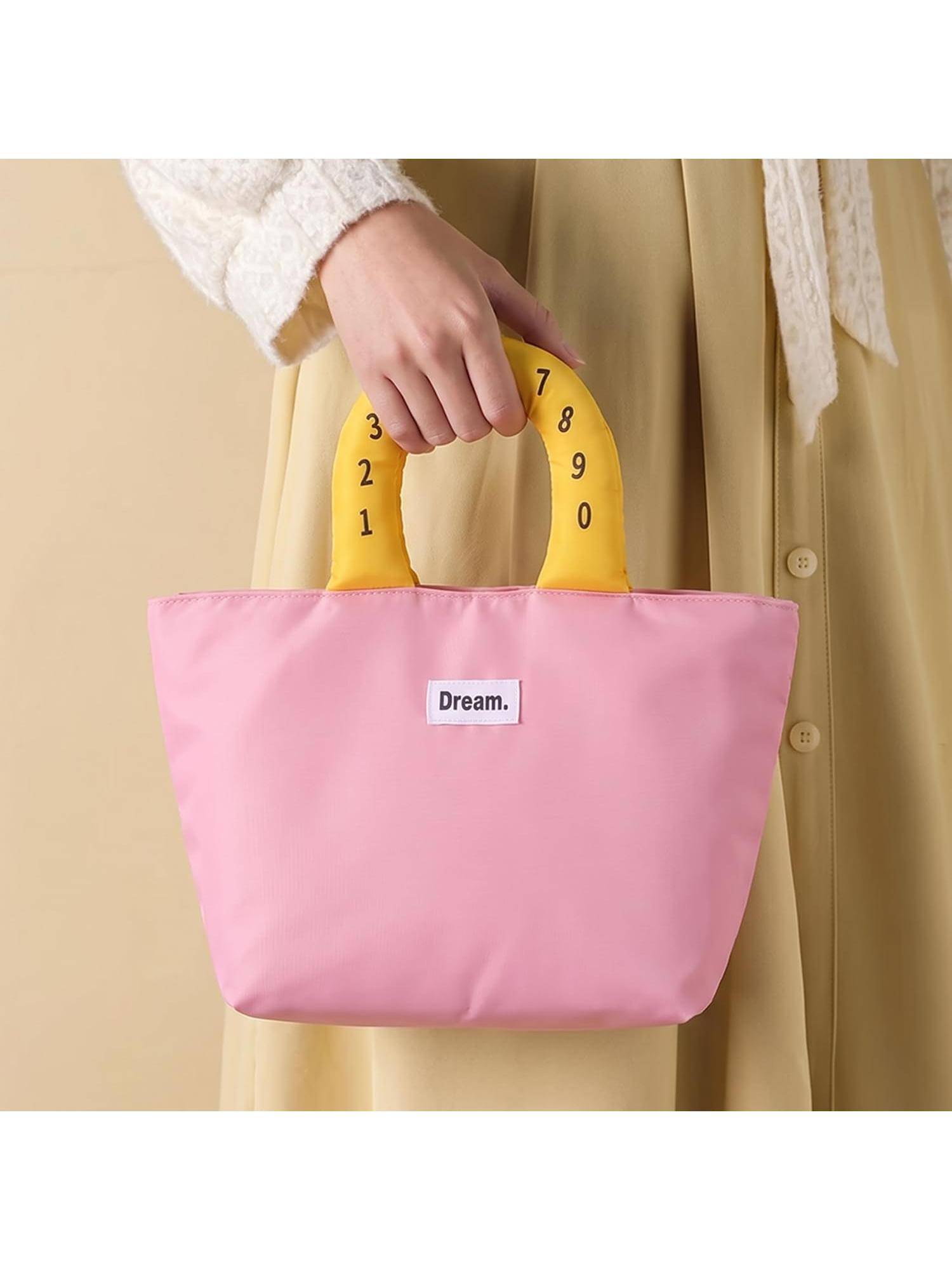 House of Quirk Pink Insulated Waterproof Cotton Padded Lunch Bag