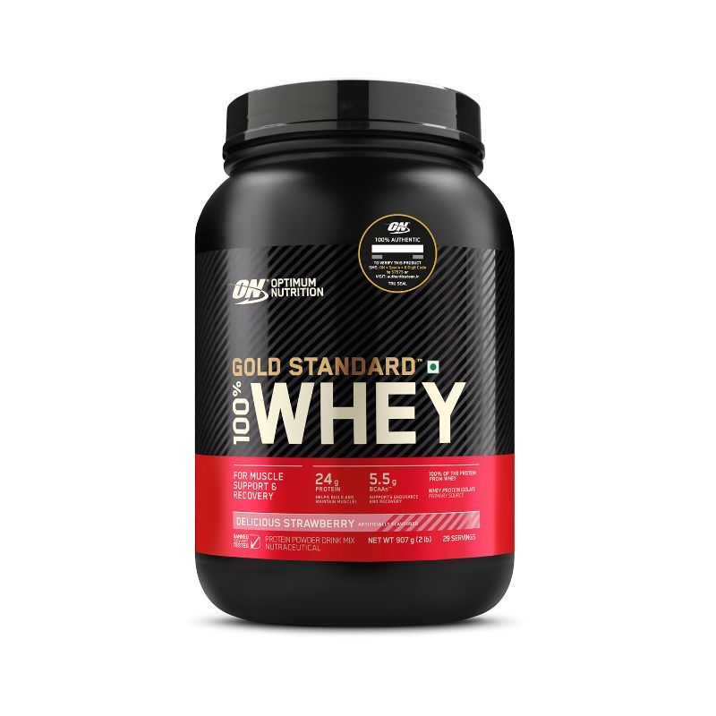 Optimum Nutrition (ON) Gold Standard 100% Whey Protein Powder - 2 lbs (Delicious Strawberry)