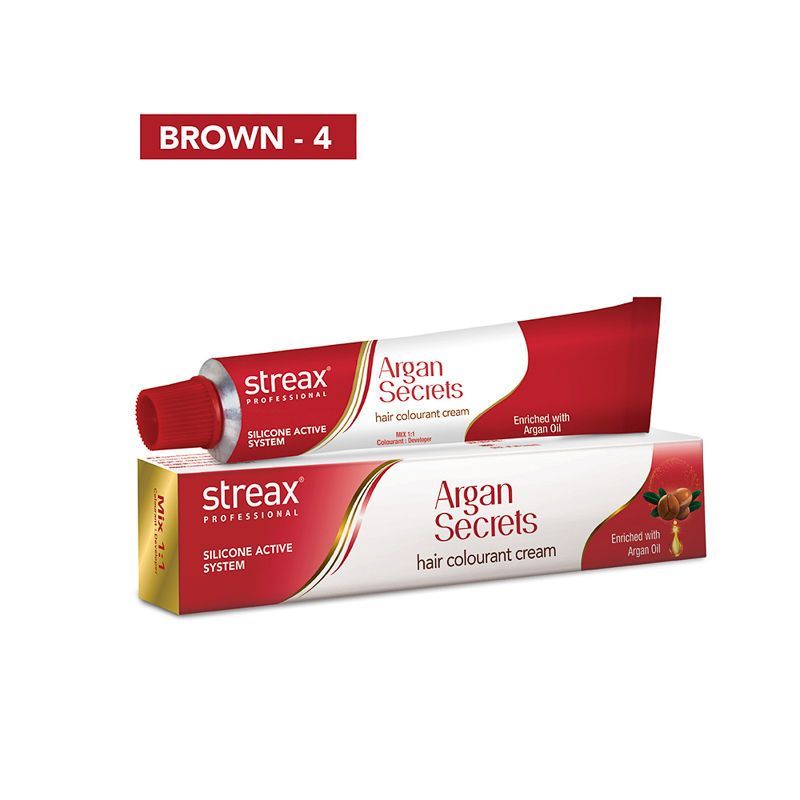Streax Professional Argan Secrets Hair Colourant Cream - Brown 4: Buy Streax  Professional Argan Secrets Hair Colourant Cream - Brown 4 Online at Best  Price in India | Nykaa