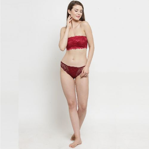 Buy PrettyCat Strapless Lace Fashion Bra - Red online
