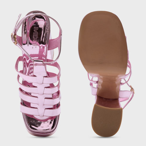 Buy MIXT by Nykaa Fashion Metallic Pink Gladiator Platform Block