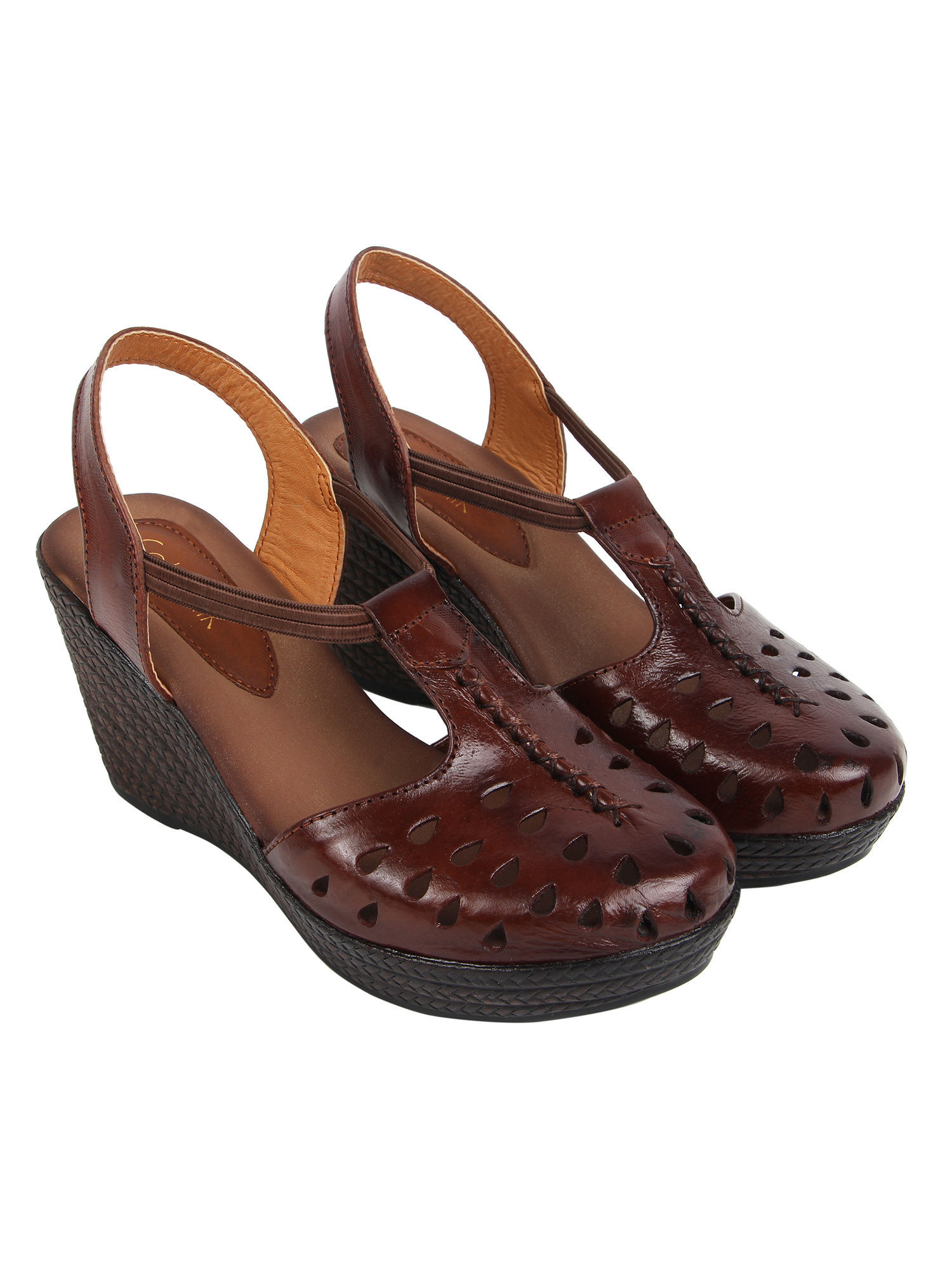 CATWALK Brown Patterned Wedges: Buy 