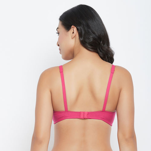 Buy Clovia Cotton Spandex Solid Non-Padded Full Cup Wire Free Everyday Bra  - Dark Pink Online