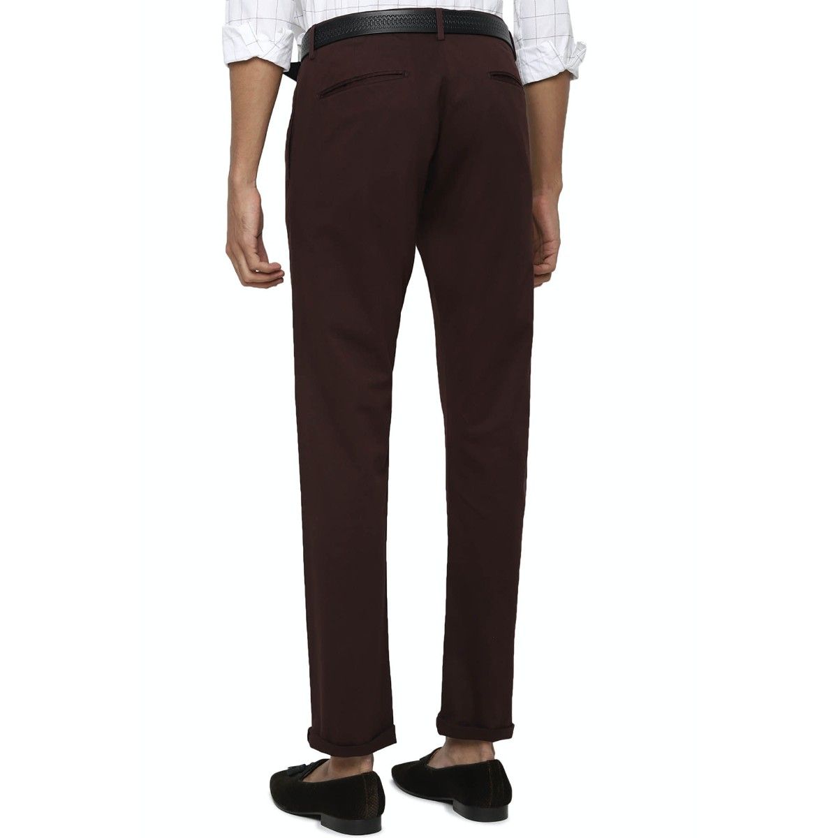 Buy Allen Solly Men Grey Slim Fit Check Casual Trousers Online