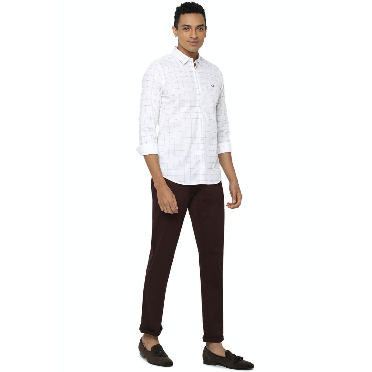 Buy Men Blue Slim Fit Check Casual Trousers Online - 349170 | Allen Solly