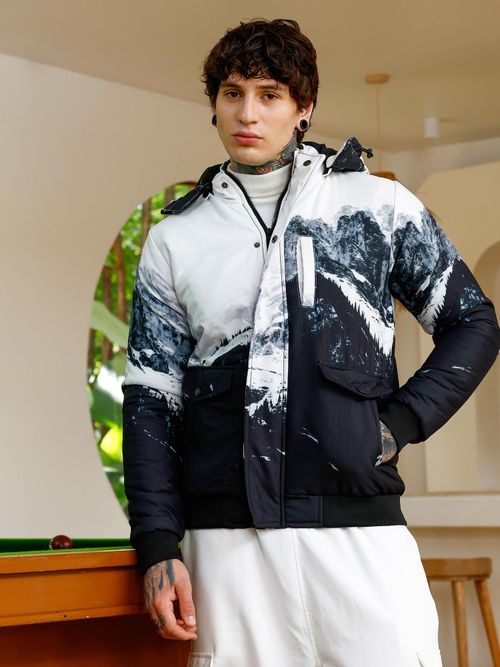 Buy Campus Sutra Men Midnight Black Snow-Caps Zip-Front Puffer - Main Image