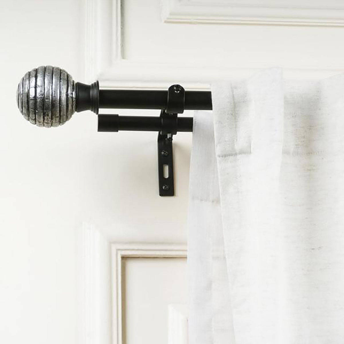 The Decor Mart Adjustable Double Curtain Rod Black