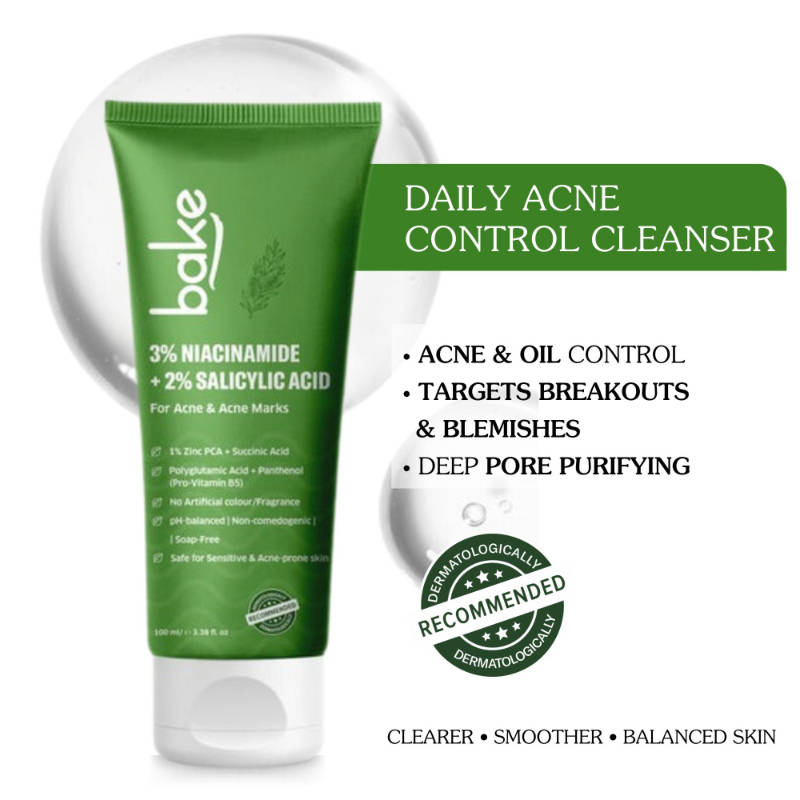 Bake 3% Niacinamide + 2% Salicylic Acid Face Wash For Acne & Acne Marks