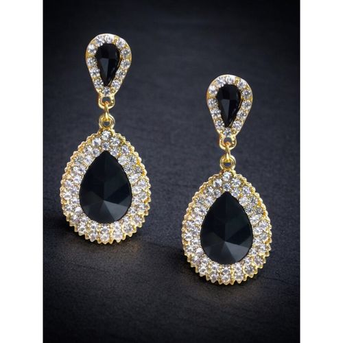 OOMPH Jewellery Black Teardrop Shape Zirconia Crystal Party Drop Fashion  Earrings For Women Girls