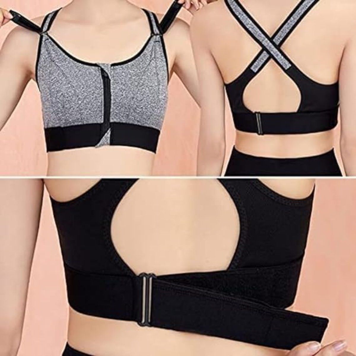 Buy BRACHY Silver Women High Impact Front Zip Full Coverage Cross