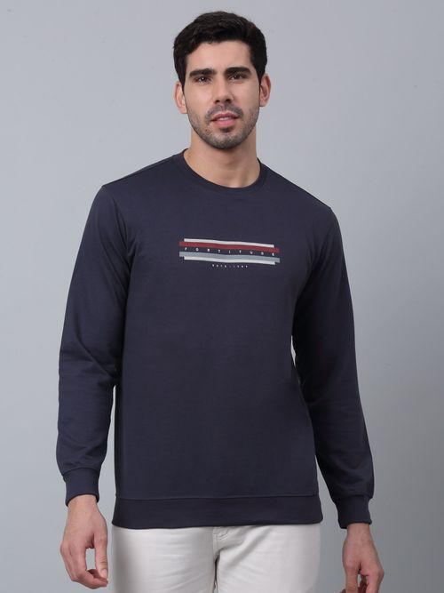 Buy Cantabil Men Grey Typography Round Neck Full Sleeve Cotton