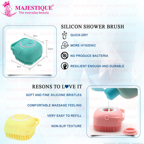 80ml Silicone Bath Body Brush Shower Scrubber With Gel Dispenser