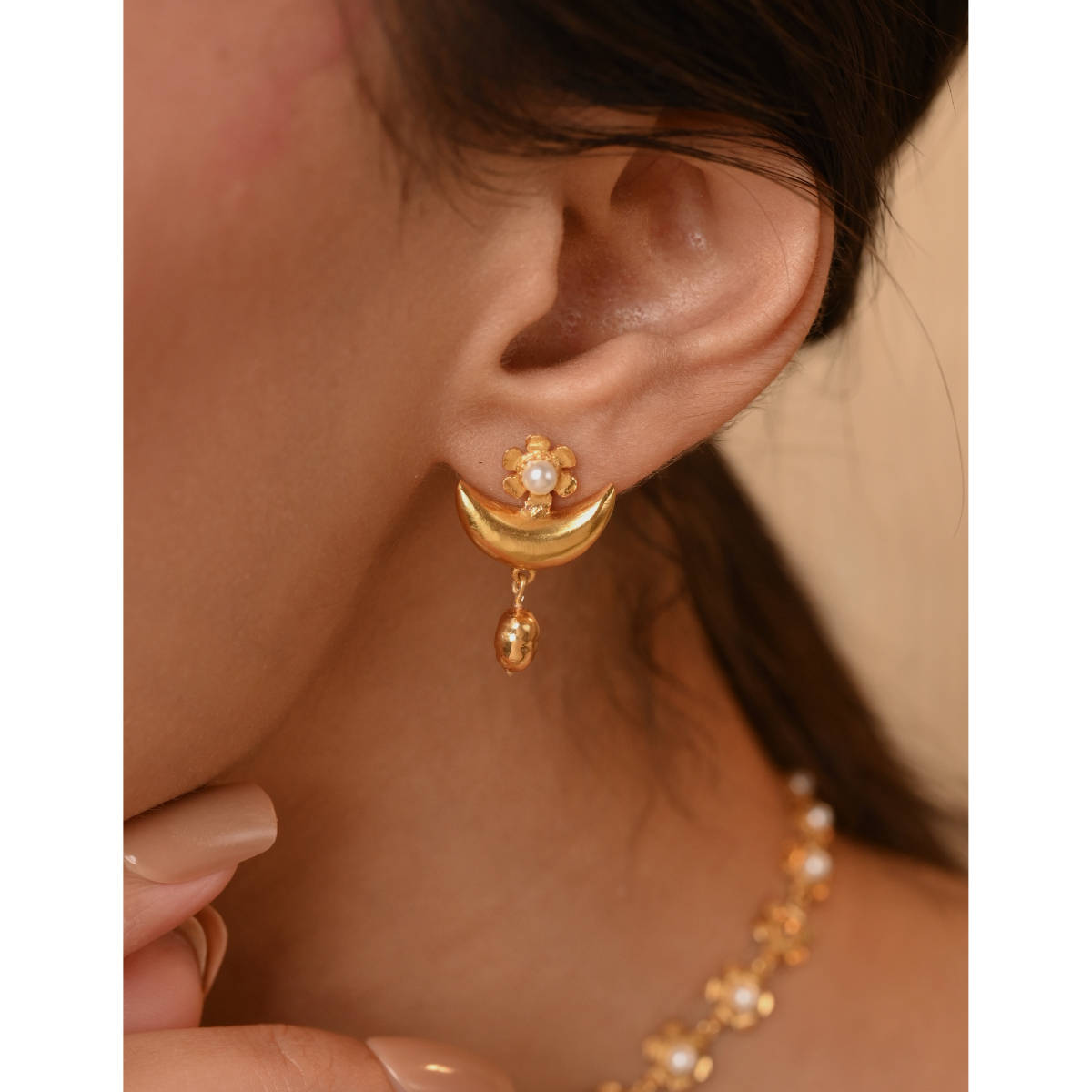 Tangerine White Isra Drop Earrings