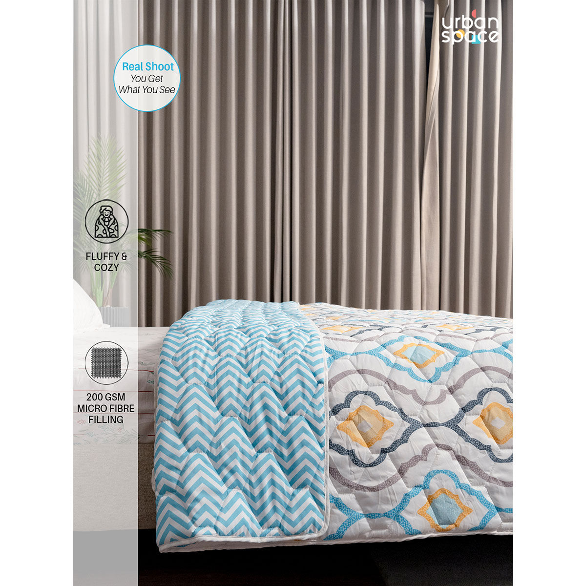 Buy Urban Space Comforters For Double Bed 200 Gsm Reversible Printed Ac