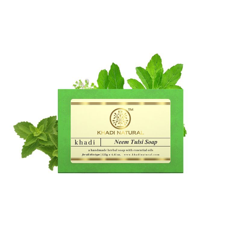 Khadi Natural Neem-Tulsi Soap Cleanses, Tones & Moisturises