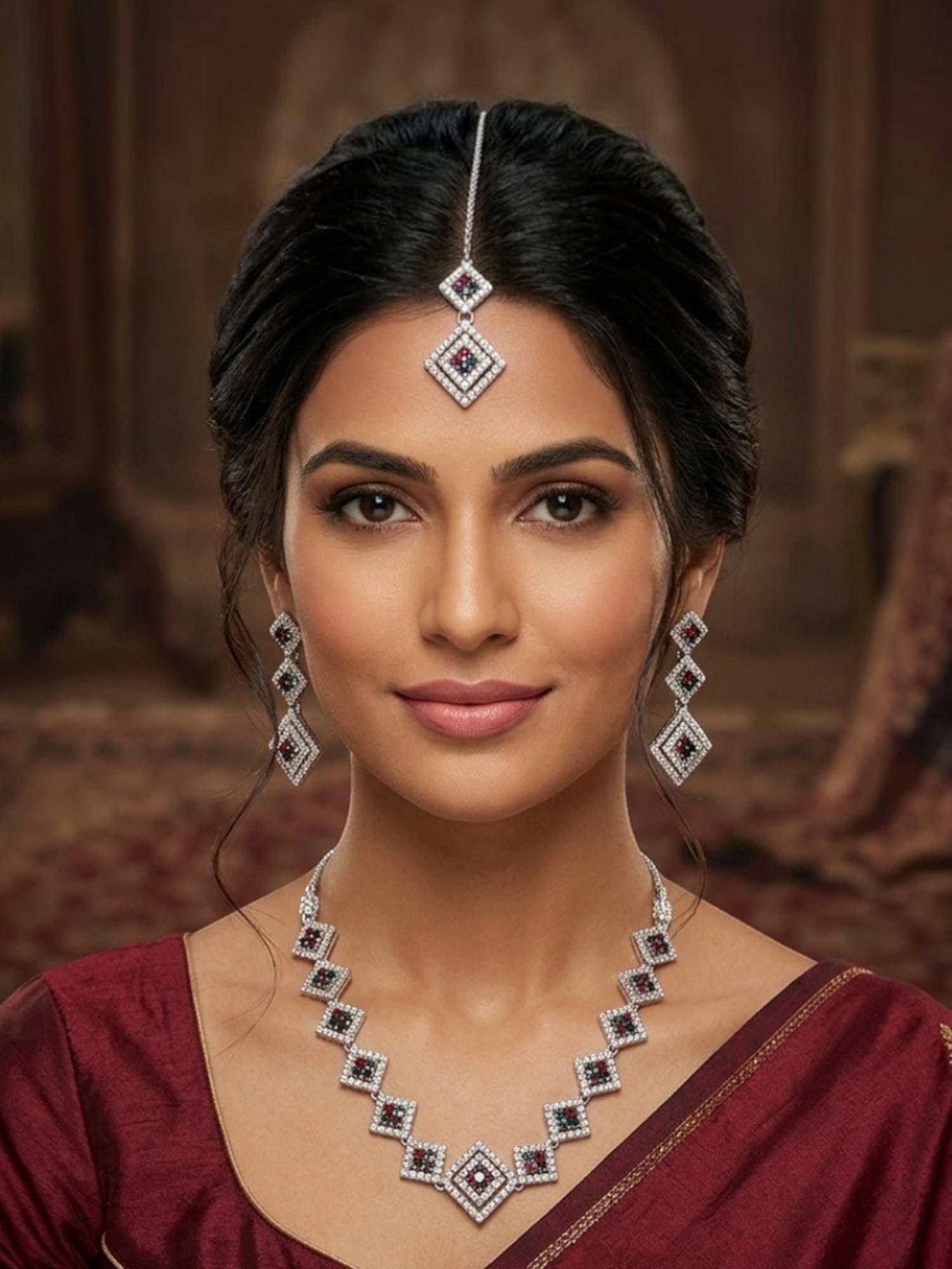 Accessher Women Multi-Colour Brass Jewellery Set