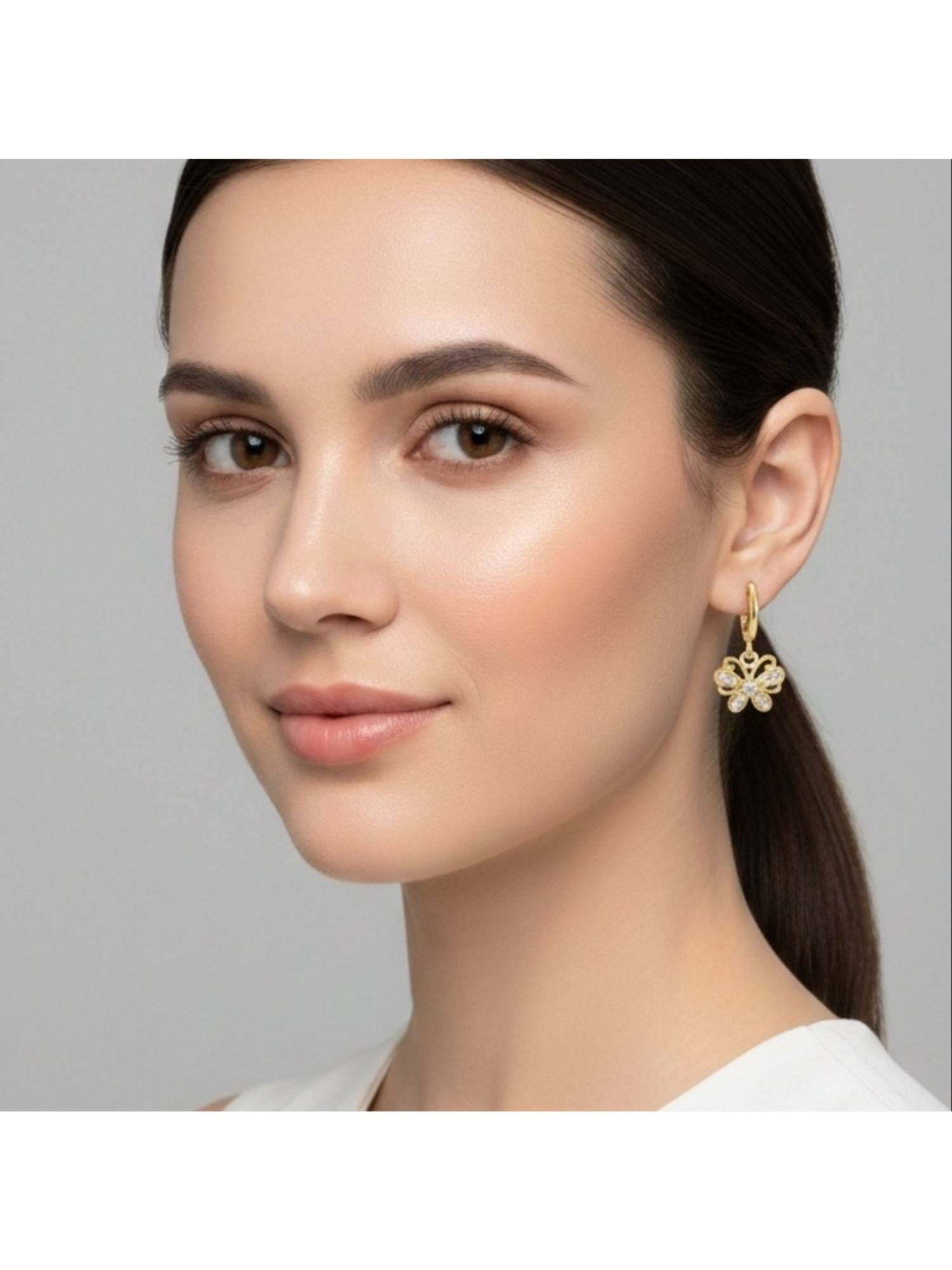 RACHIVA 18K Gold Plated Butterfly Zircon Earrings Women