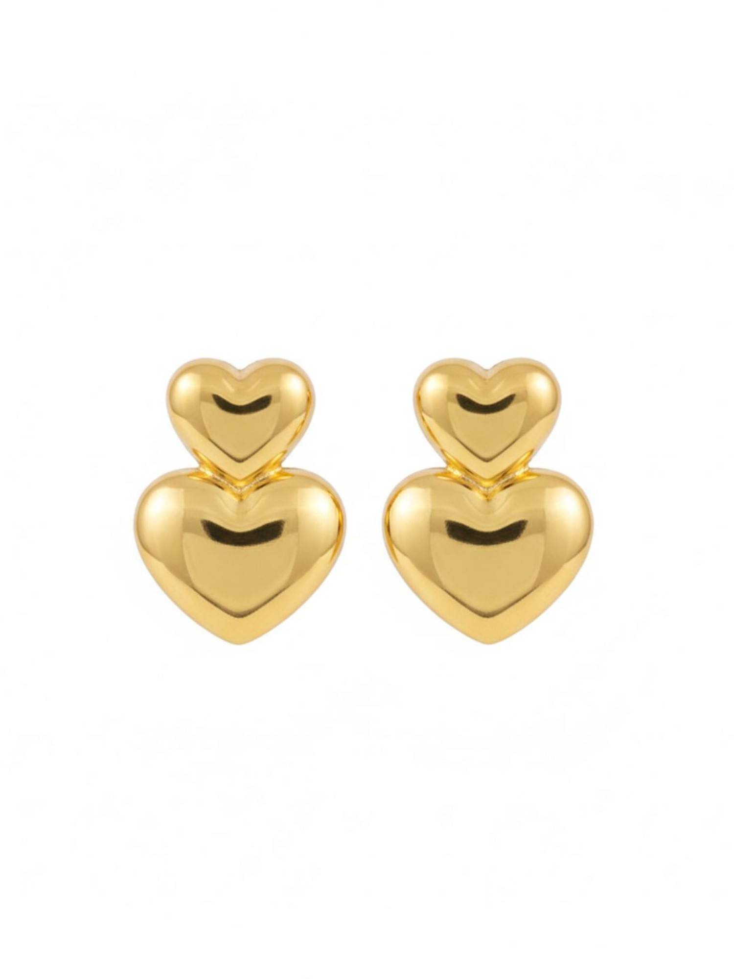 RACHIVA 18K Gold Plated Double Heart Earrings Women