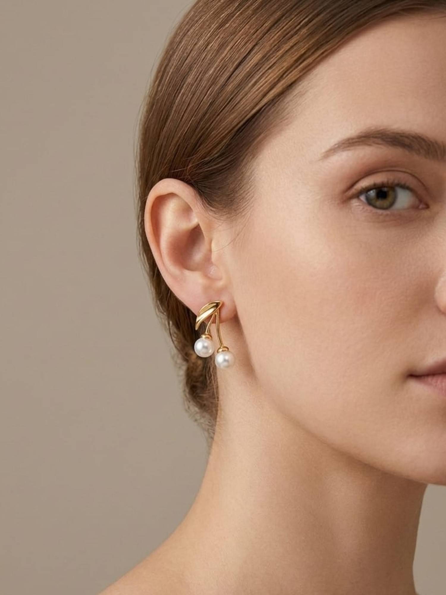 RACHIVA 18K Gold Plated Cherry Pearl Earrings