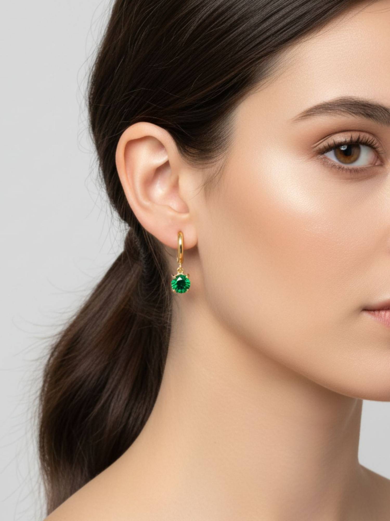 RACHIVA 18K Gold Plated Emerald Earrings Women