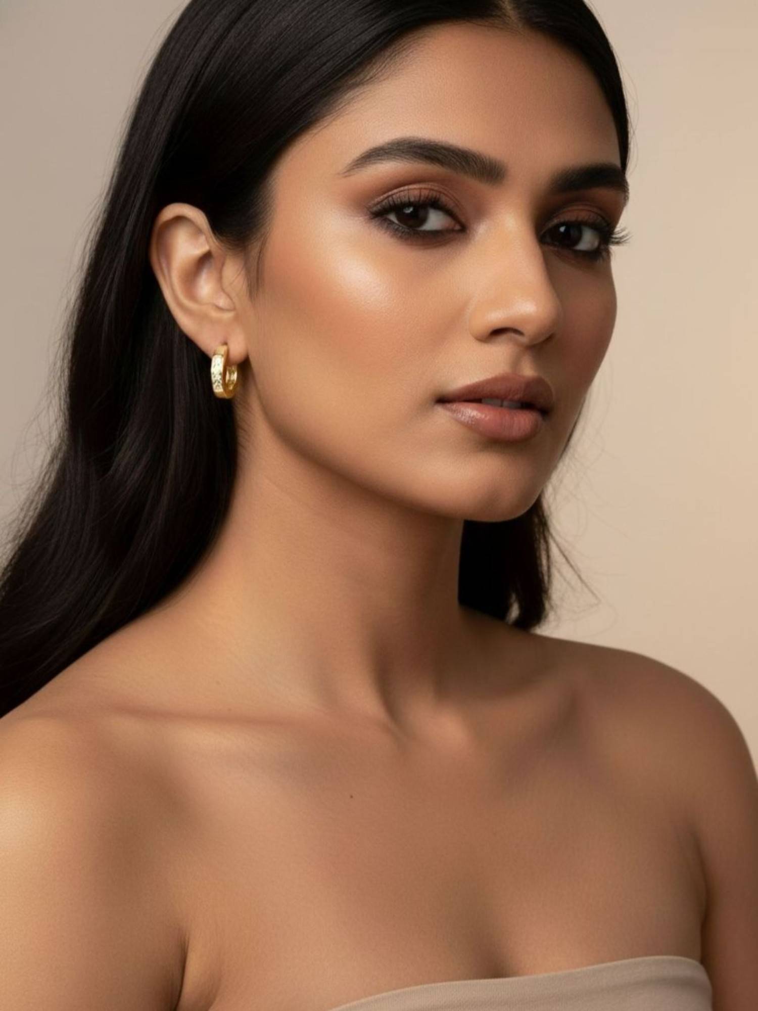 RACHIVA 18K Gold Plated Channel Set Zircon Earrings
